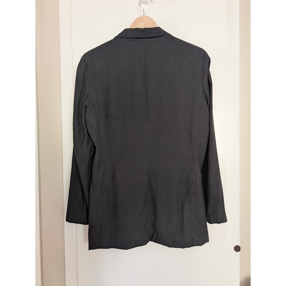 Vintage Black 100% Silk Blazer 90s Minimalist Fluid Classic Work CBK Timeless - Picture 2 of 8